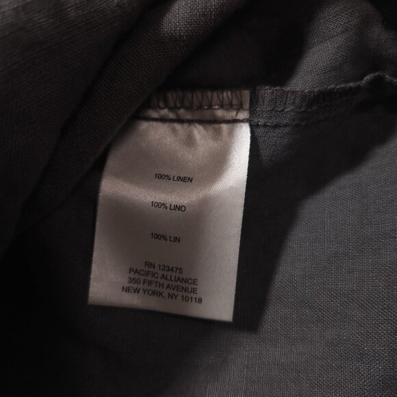 Ellen Tracy Linen Pullover Womens Large Gray 1/4 Zip Roll Tab Pockets Blouse - Picture 14 of 16